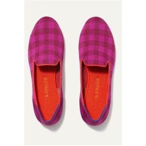 Rothys The Loafer Magenta Gingham Pink Purple Check Flats Womens 10.5